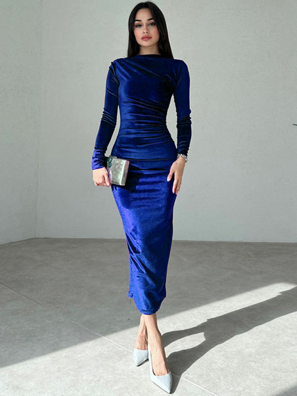 Elegant Velvet Dresses - Elegant Emerald Velvet Winter Dress