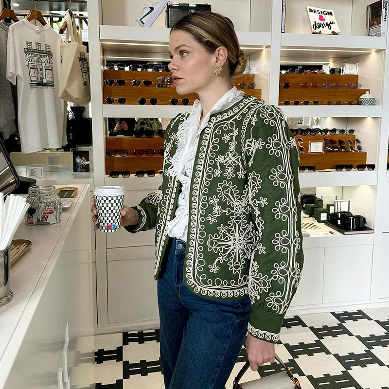 Embroidery Jackets - Floral Finesse Embroidered Jacket