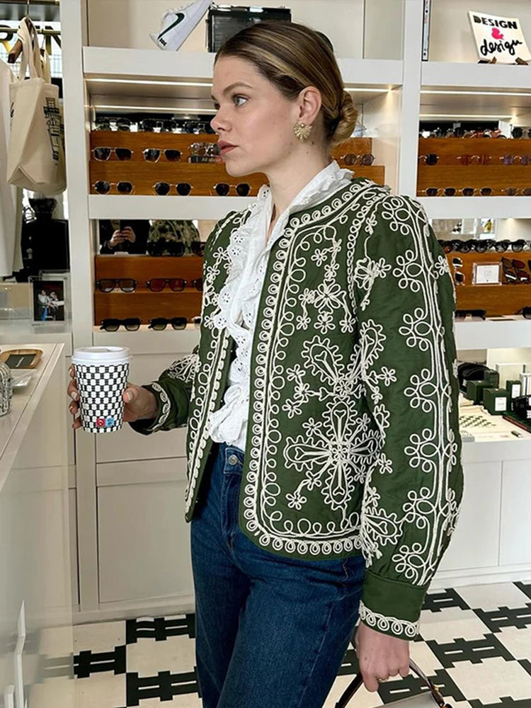 Embroidery Jackets - Floral Finesse Embroidered Jacket