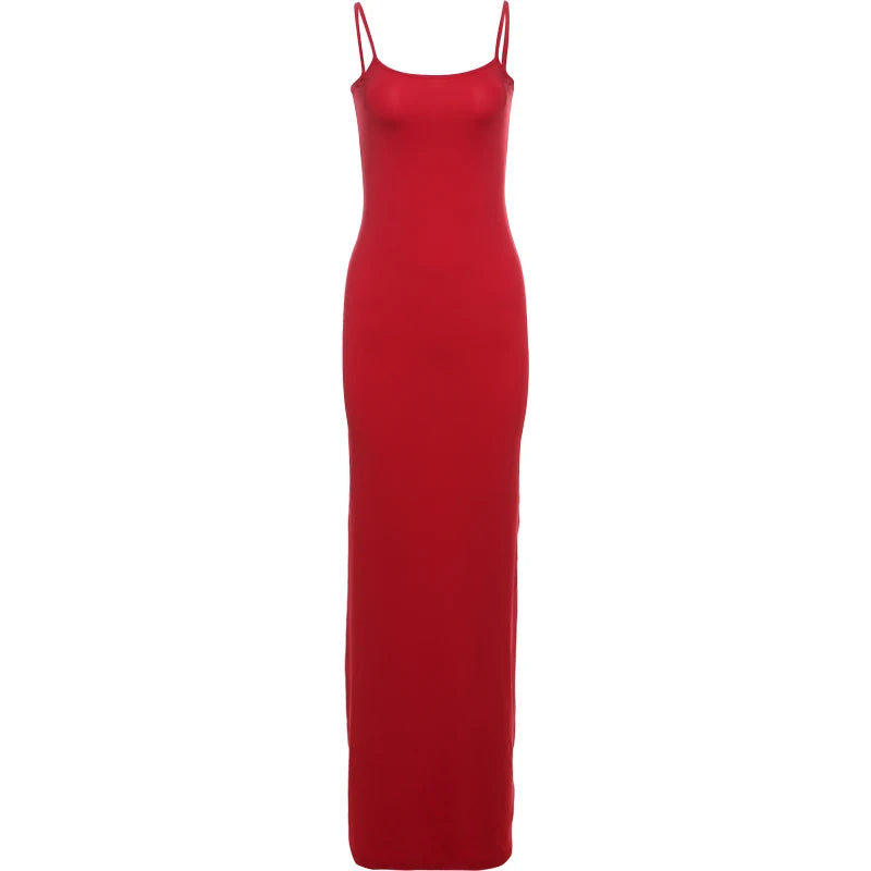 Evening Dresses - Curve-Hugging Sleeveless Maxi Dress