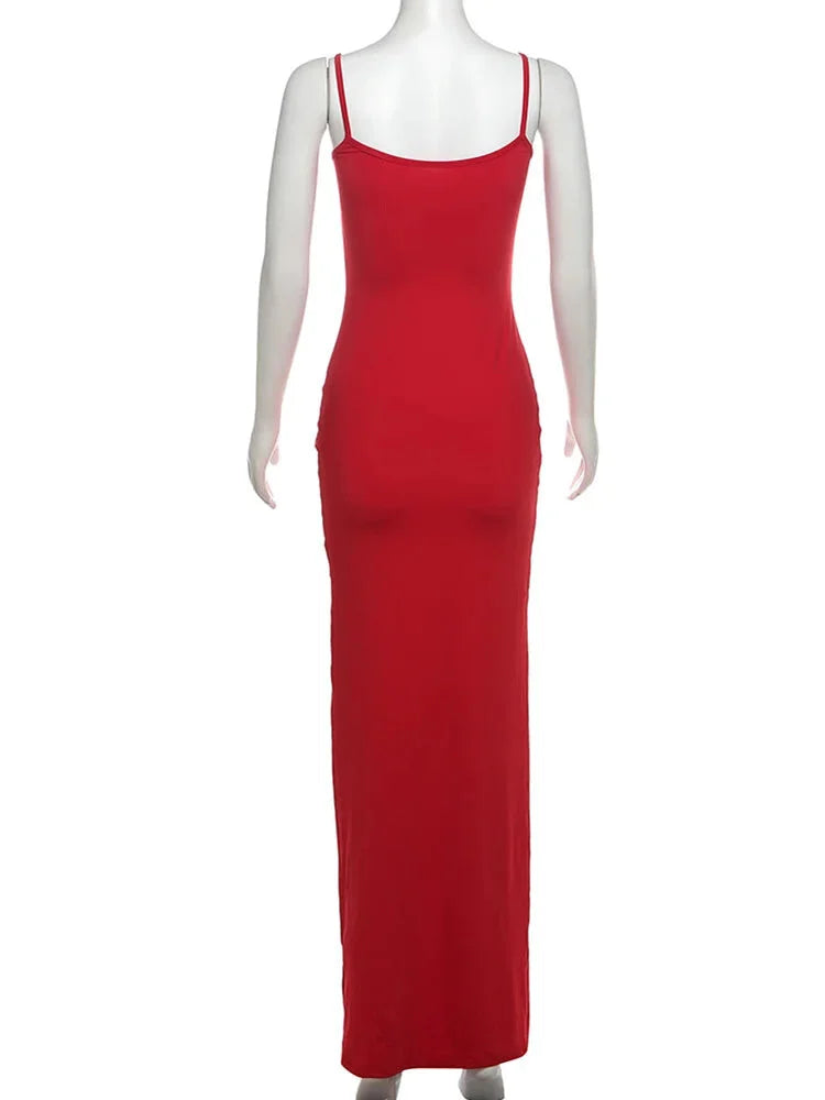 Evening Dresses - Curve-Hugging Sleeveless Maxi Dress