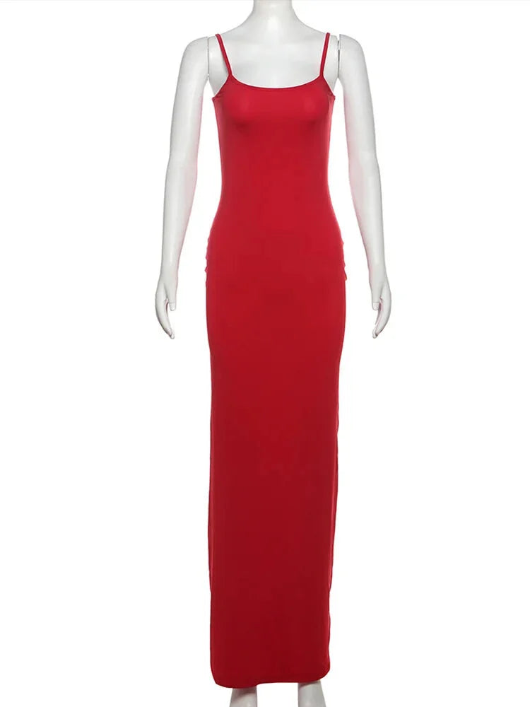 Evening Dresses - Curve-Hugging Sleeveless Maxi Dress