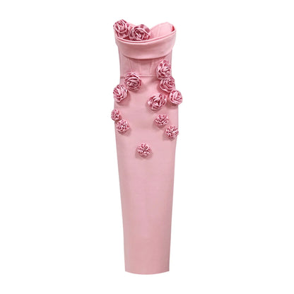 Evening Dresses- Elegant Rose Applique Strapless Gown - Perfect for Evening Events