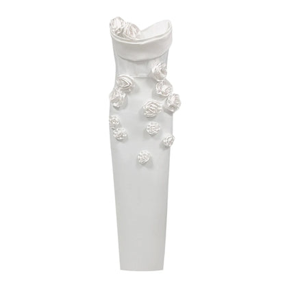 Evening Dresses- Elegant Rose Applique Strapless Gown - Perfect for Evening Events