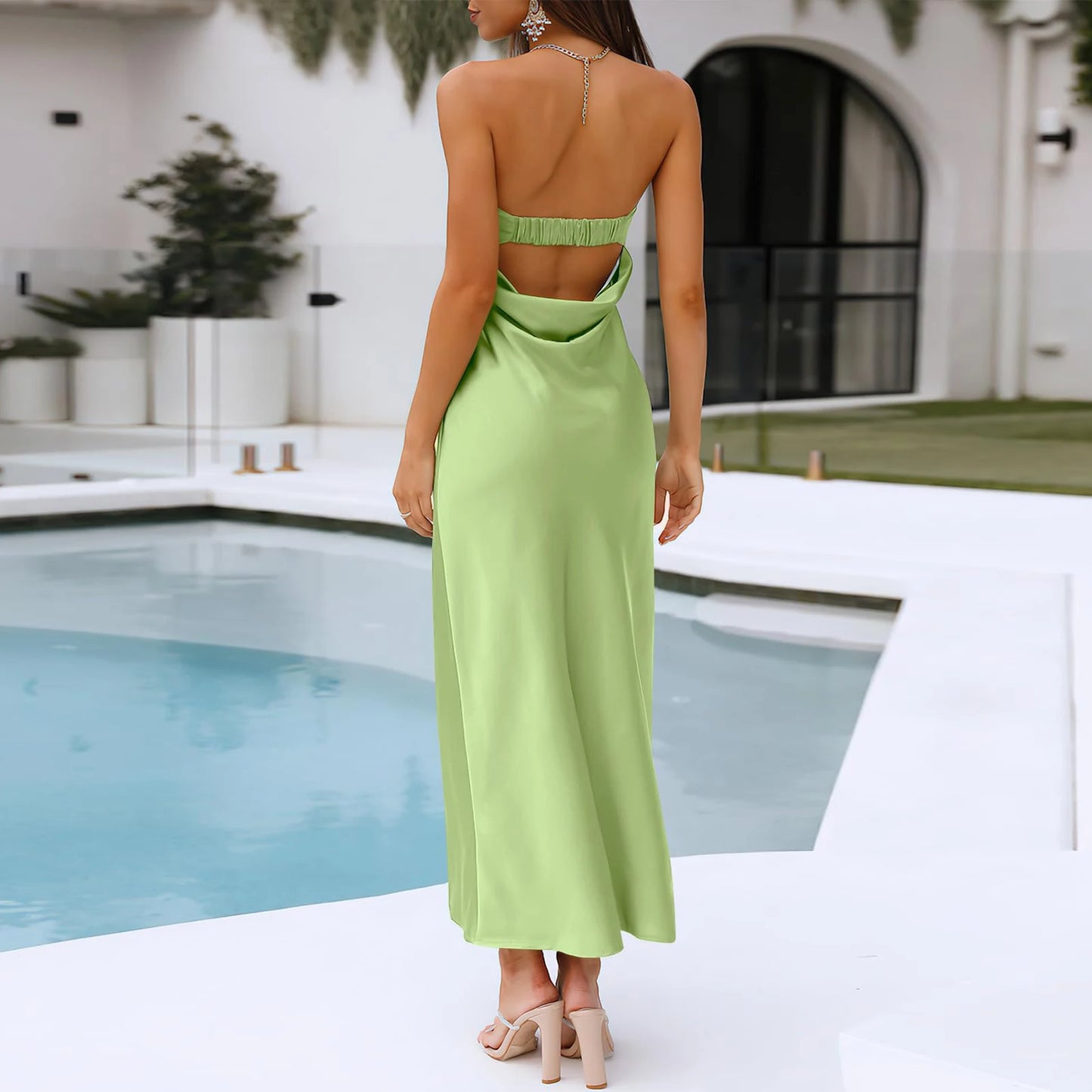 Evening Dresses - Formal Strapless Satin Dress – Perfect for Cocktail Parties