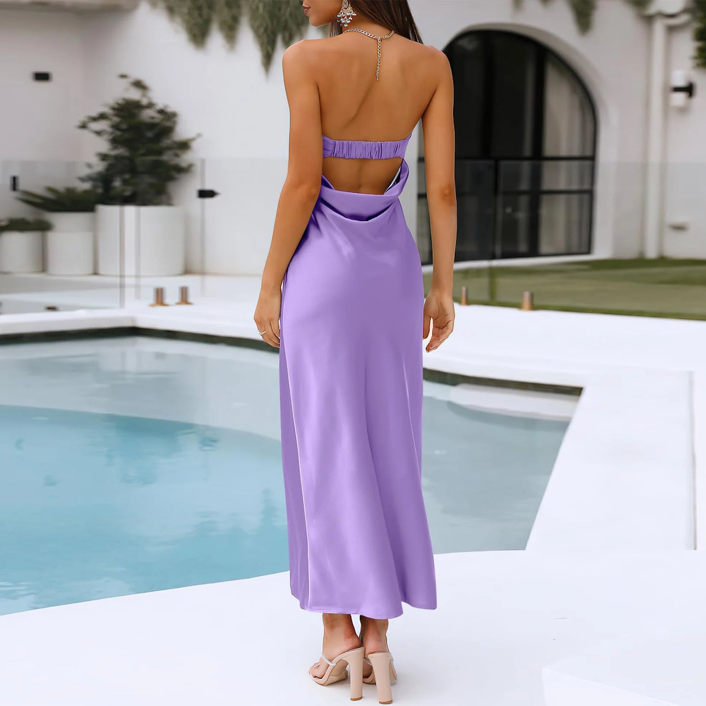 Evening Dresses - Formal Strapless Satin Dress – Perfect for Cocktail Parties