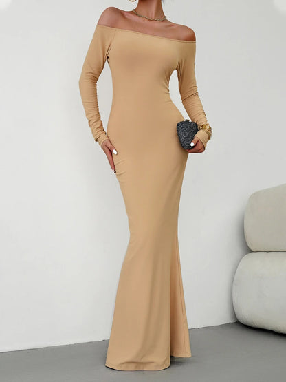 Evening Dresses - Off Shoulder Bodycon Mermaid Evening Dress - Full Length