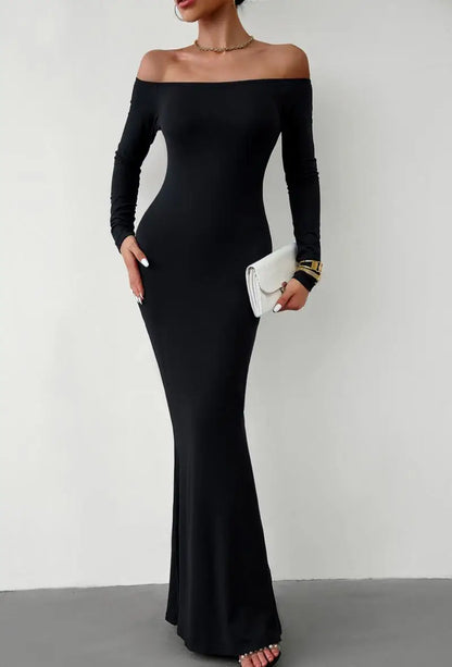 Evening Dresses - Off Shoulder Bodycon Mermaid Evening Dress - Full Length