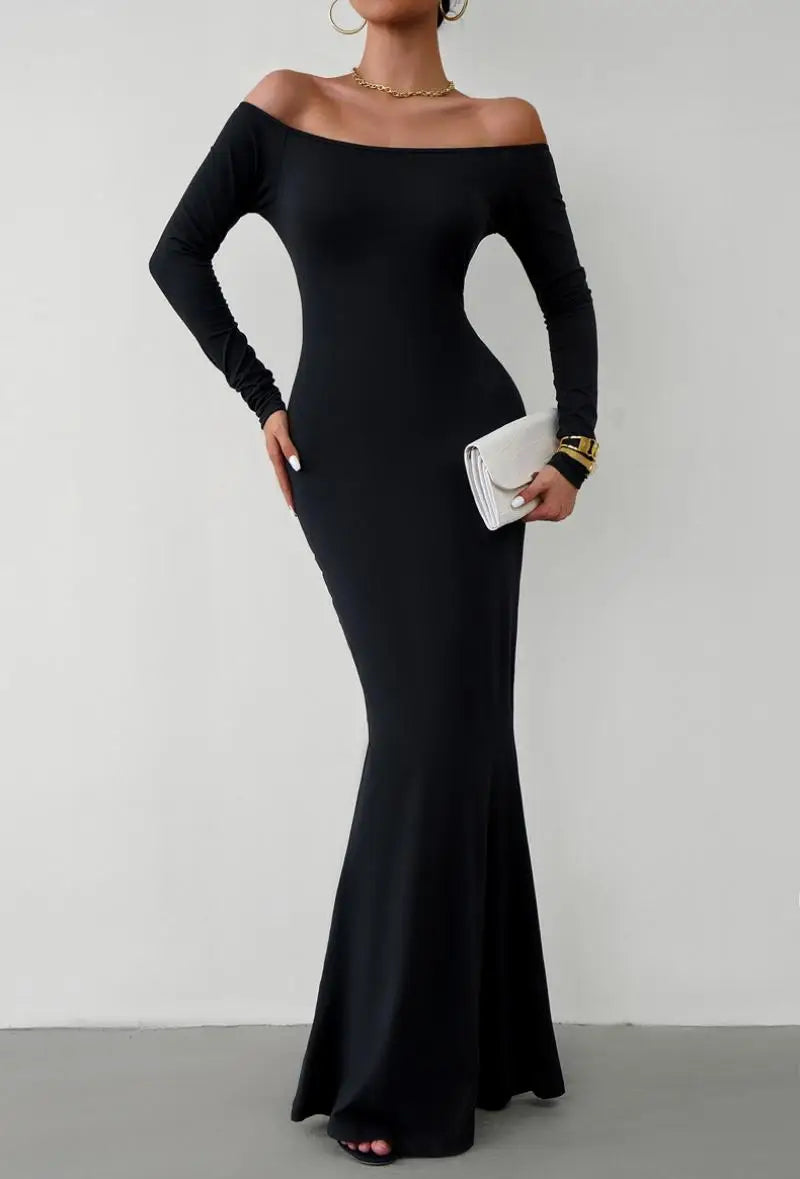 Evening Dresses - Off Shoulder Bodycon Mermaid Evening Dress - Full Length