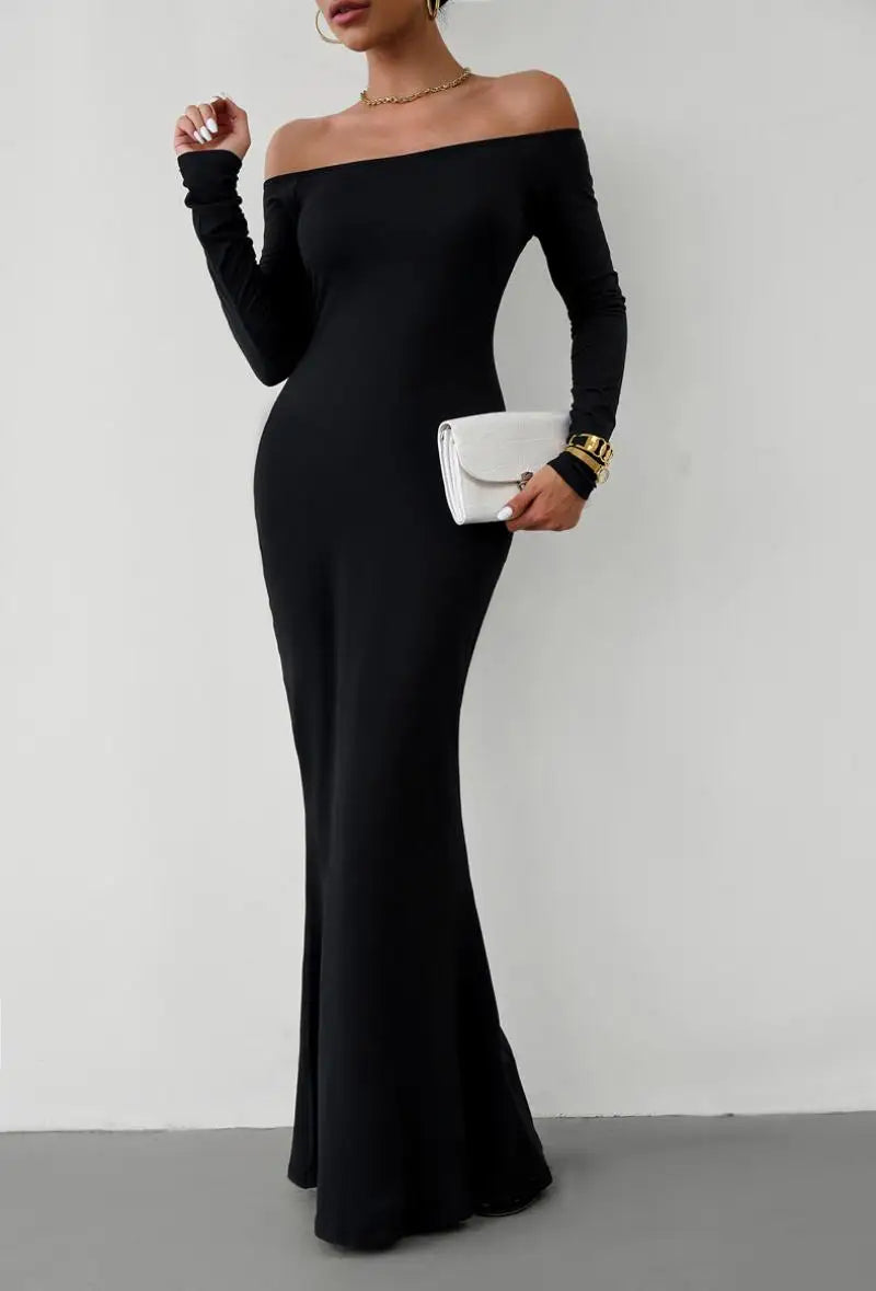 Evening Dresses - Off Shoulder Bodycon Mermaid Evening Dress - Full Length