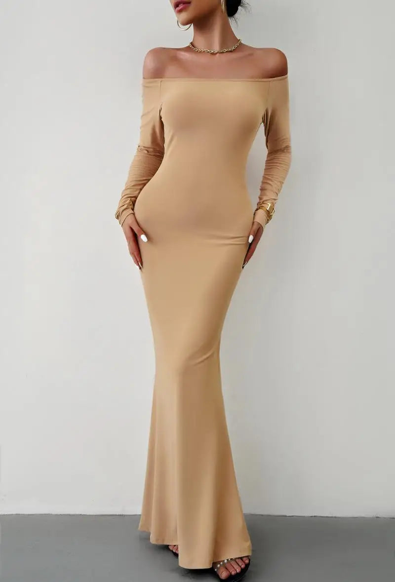 Evening Dresses - Off Shoulder Bodycon Mermaid Evening Dress - Full Length