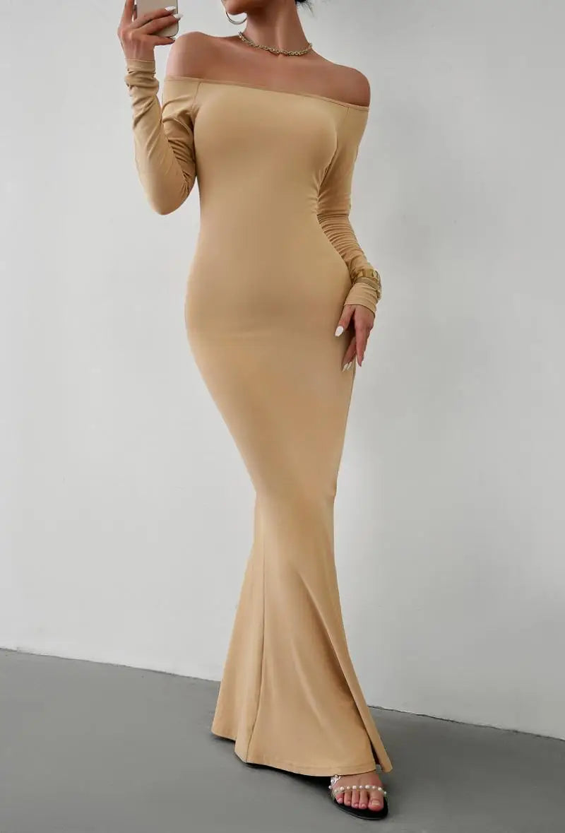 Evening Dresses - Off Shoulder Bodycon Mermaid Evening Dress - Full Length