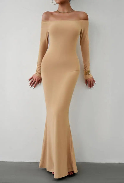 Evening Dresses - Off Shoulder Bodycon Mermaid Evening Dress - Full Length