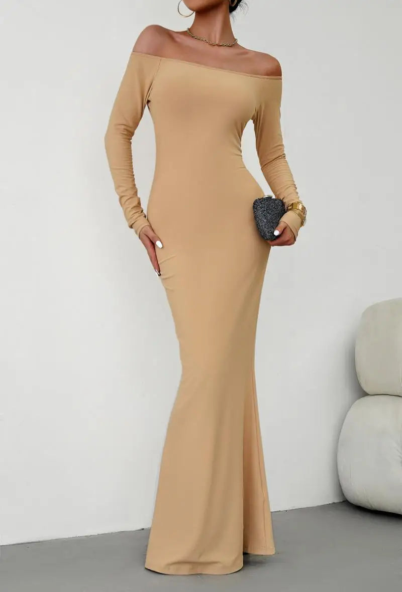 Evening Dresses - Off Shoulder Bodycon Mermaid Evening Dress - Full Length