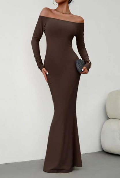 Evening Dresses - Off Shoulder Bodycon Mermaid Evening Dress - Full Length