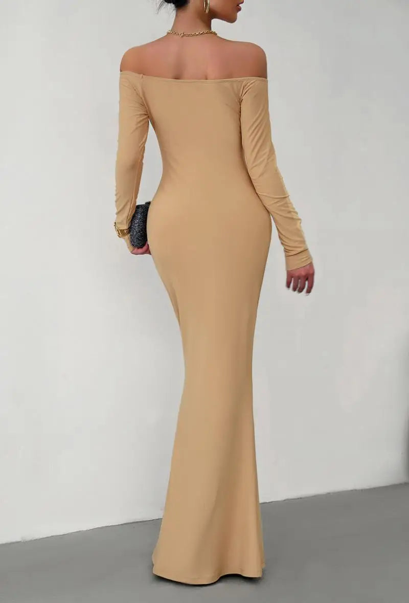 Evening Dresses - Off Shoulder Bodycon Mermaid Evening Dress - Full Length