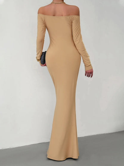 Evening Dresses - Off Shoulder Bodycon Mermaid Evening Dress - Full Length