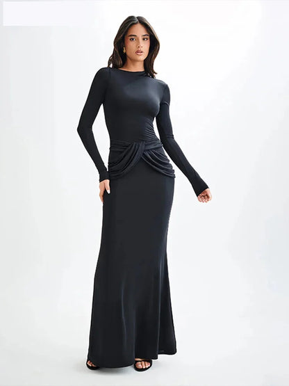 Evening Dresses - Twist Knot Asymmetrical Maxi Dress for Evenings