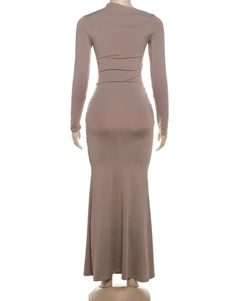 Evening Dresses - Twist Knot Asymmetrical Maxi Dress for Evenings