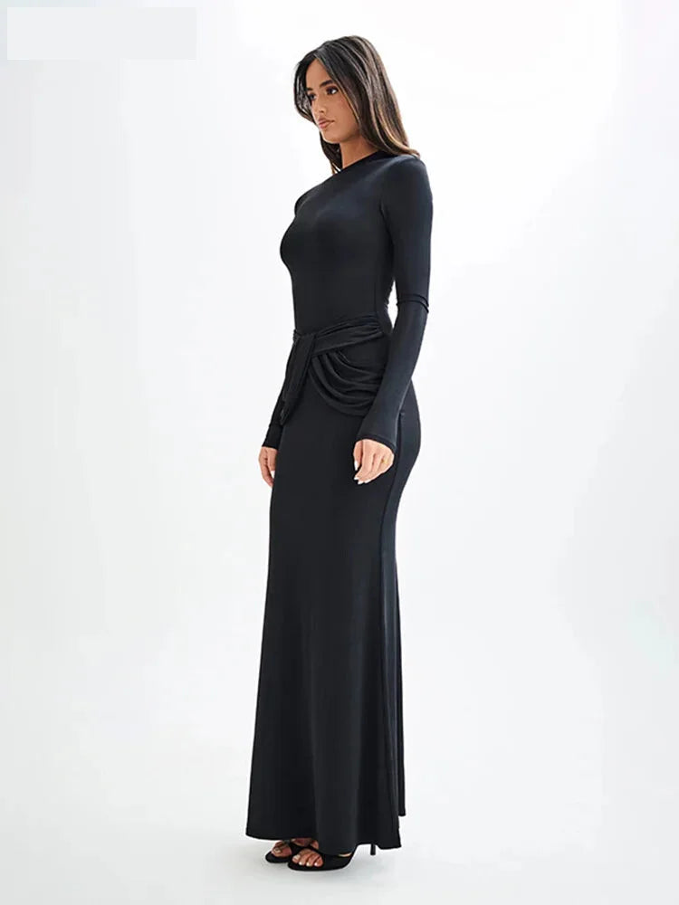 Evening Dresses - Twist Knot Asymmetrical Maxi Dress for Evenings