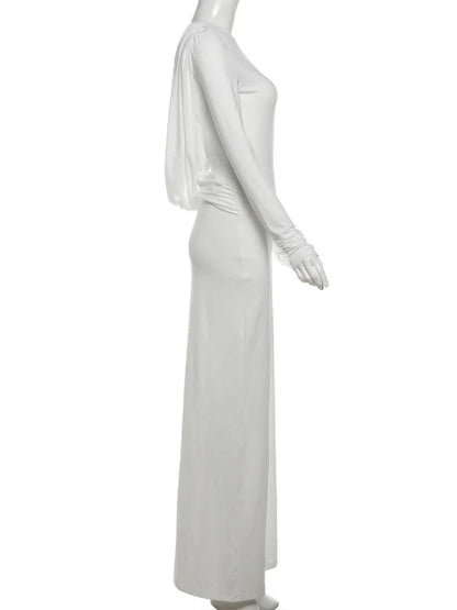 Evening Gown - Chic Cowl-Back Maxi Gown for Formal Evenings