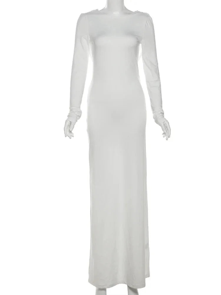 Evening Gown - Chic Cowl-Back Maxi Gown for Formal Evenings