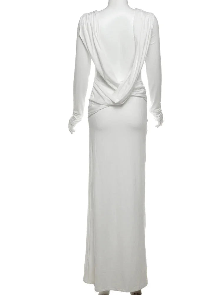 Evening Gown - Chic Cowl-Back Maxi Gown for Formal Evenings