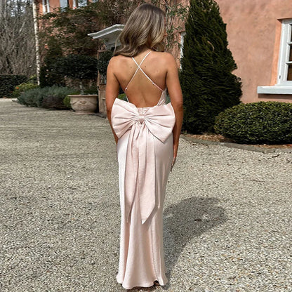 Evening Gown - Elegant Evening Bow-Back Gown