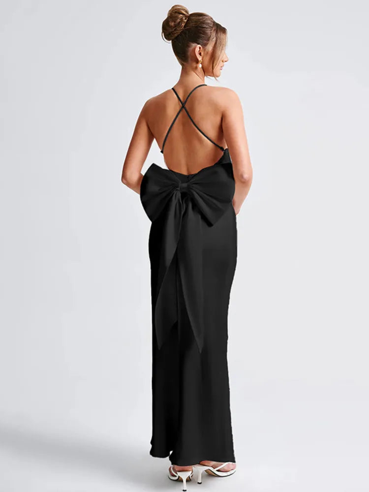 Evening Gown - Elegant Evening Bow-Back Gown