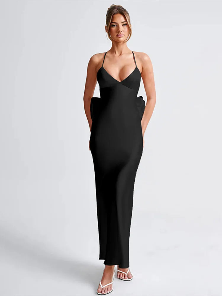 Evening Gown - Elegant Evening Bow-Back Gown