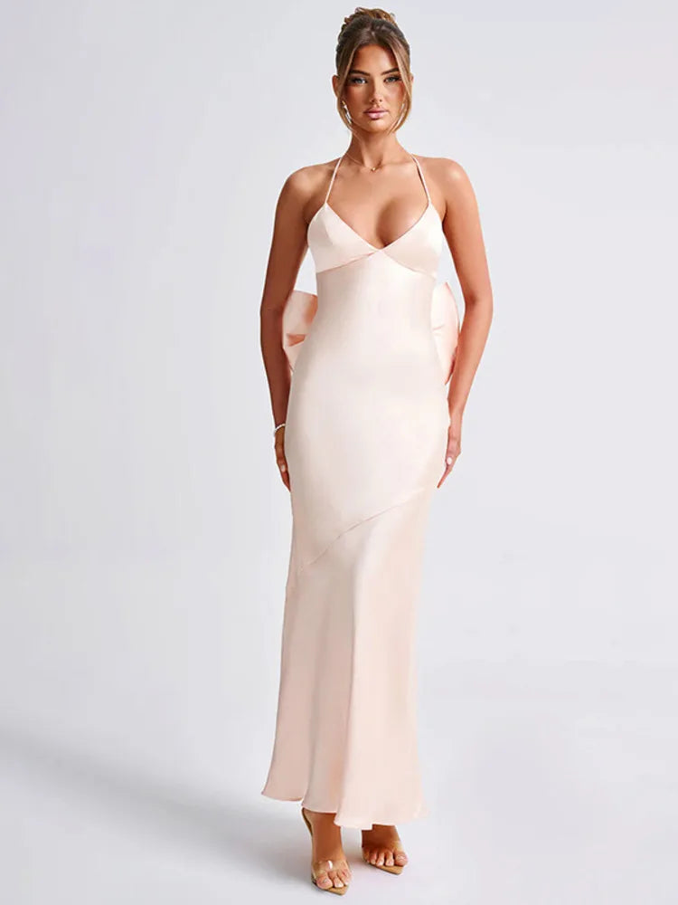 Evening Gown - Elegant Evening Bow-Back Gown