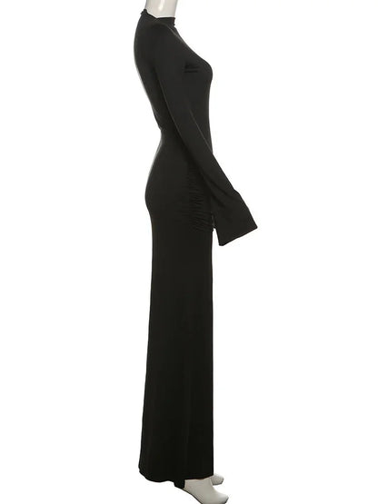 Evening Gown - Formal Mermaid Black Ruched Waist Maxi Gown