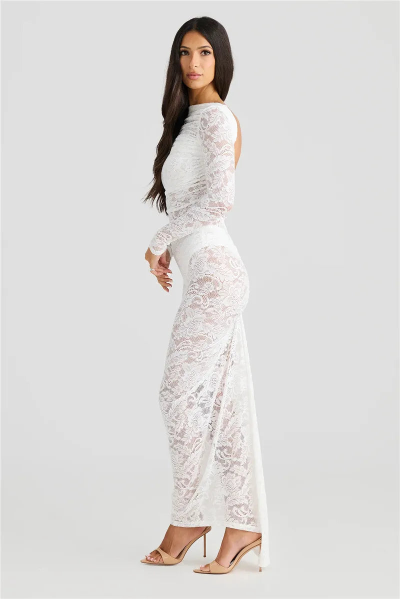 Evening Gown - See Through Lace Maxi Gown