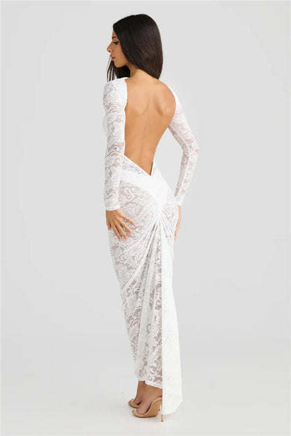 Evening Gown - See Through Lace Maxi Gown