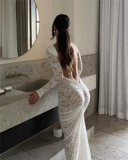 Evening Gown - See Through Lace Maxi Gown