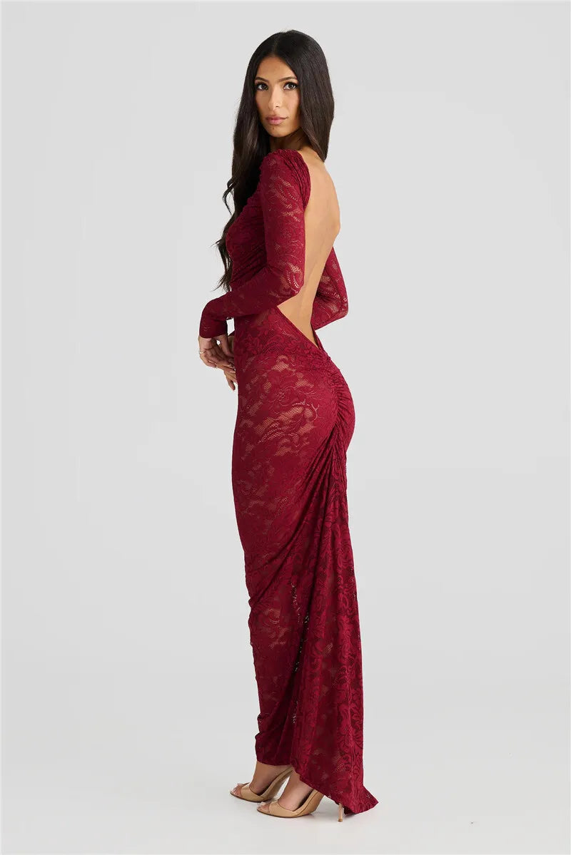 Evening Gown - See Through Lace Maxi Gown