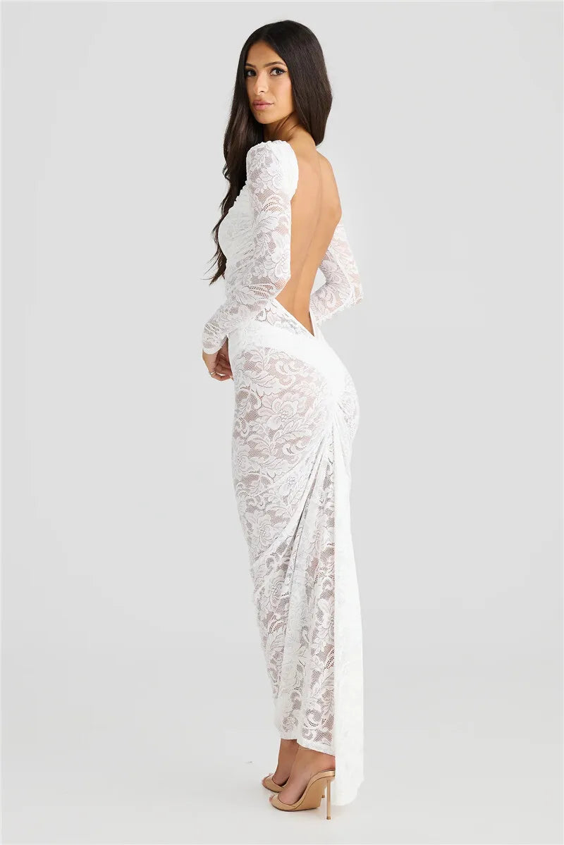 Evening Gown - See Through Lace Maxi Gown