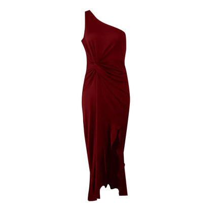 Evening Gown - One Shoulder Ruched Ruffle Formal Evening Maxi Dress