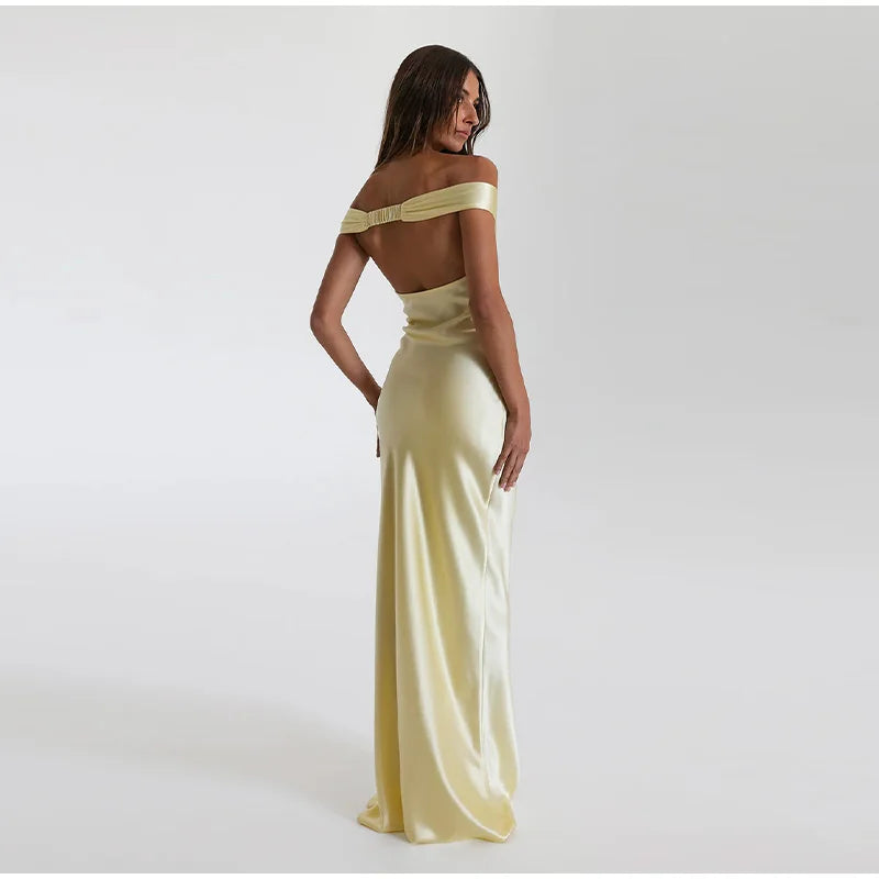 Evening Gown - Satin Backless Party Maxi Dress For Fancy Events