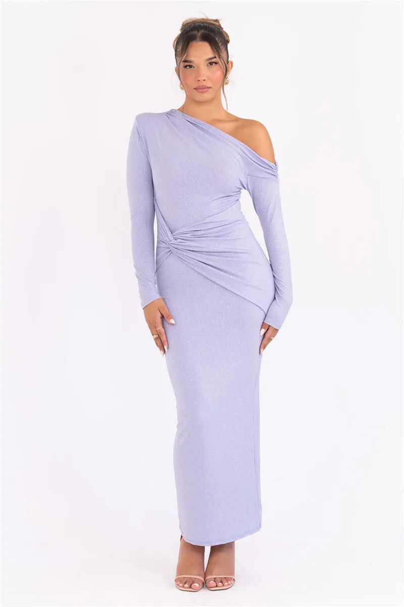 Evening Gown - Shimmer Ruched Maxi Dress – Glam Evening Gown