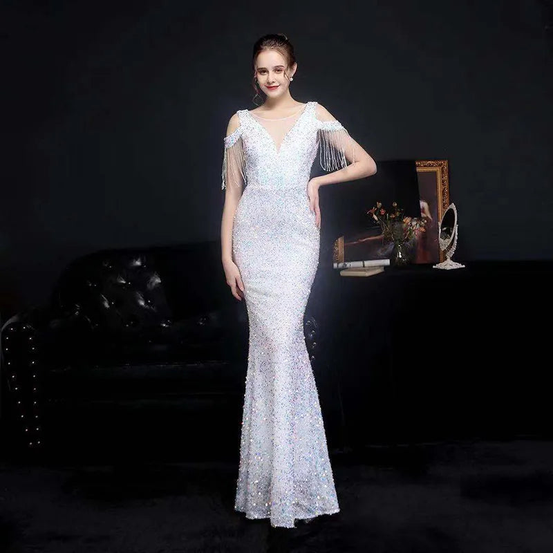 Evening Gown - Sparkling Sequin Fishtail Gown for Gala Nights