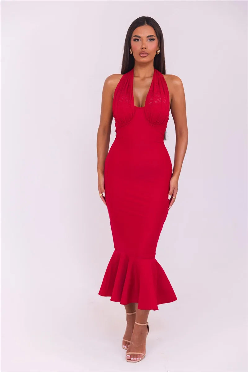 Event Dresses - Halter Elegance Mermaid Evening Dress