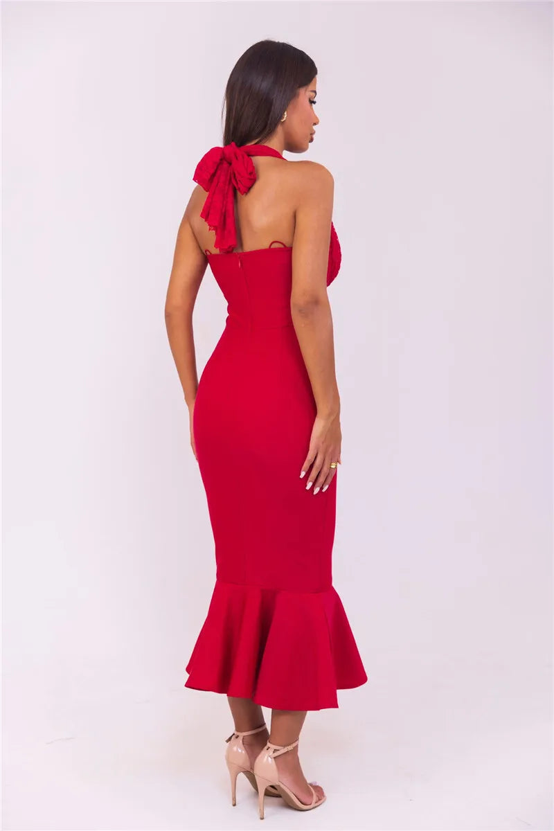 Event Dresses - Halter Elegance Mermaid Evening Dress