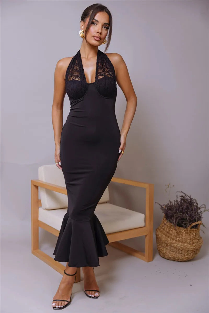 Event Dresses - Halter Elegance Mermaid Evening Dress