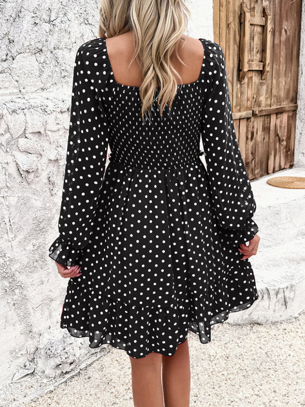 Fall Dresses- Polka Dot A-Line Off-Shoulder Dress for Cocktail Parties- - Pekosa Women Fashion