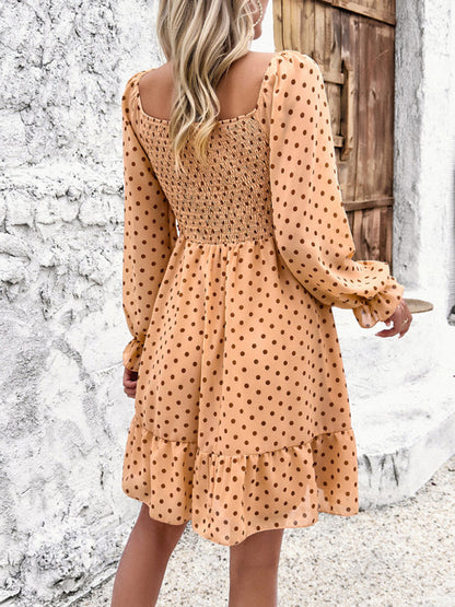 Fall Dresses- Polka Dot A-Line Off-Shoulder Dress for Cocktail Parties- - Pekosa Women Fashion