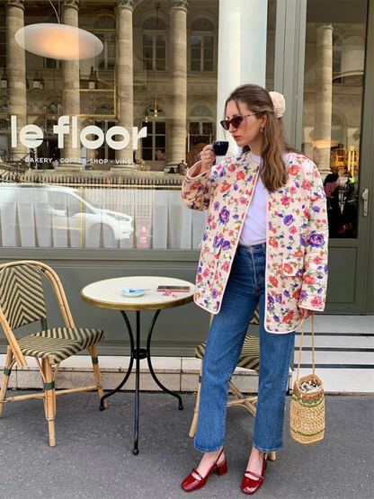 Fall Jackets- Floral Flap Jacket for Women- - Pekosa Women Fashion