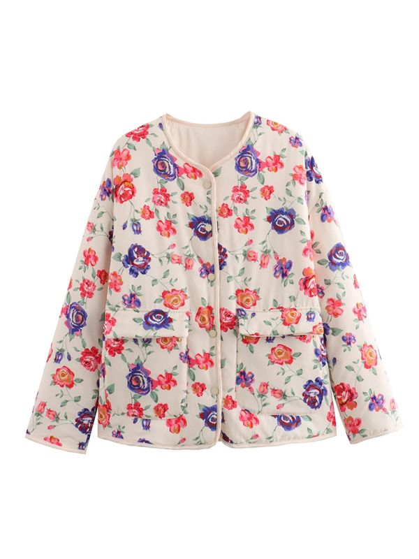 Fall Jackets- Floral Flap Jacket for Women- - Pekosa Women Fashion