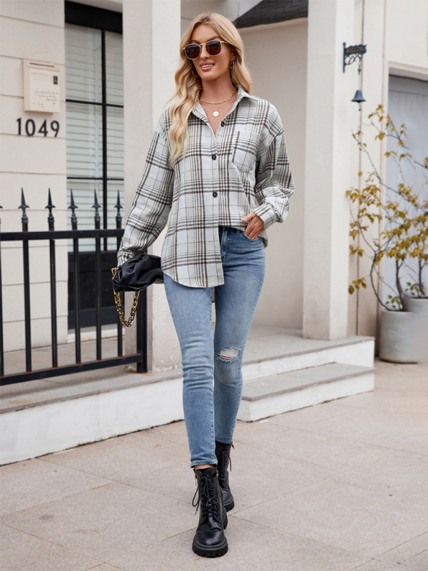 Chemise en flanelle à carreaux pour femmes Autumn Essential