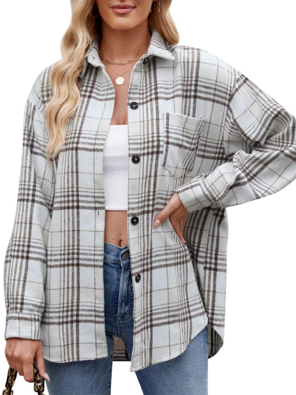 Autumn Essential Damen Kariertes Flanellhemd